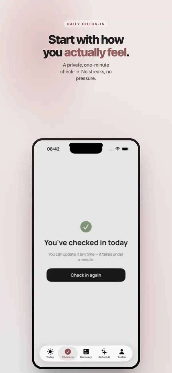 Daily check-in in Mommy Refuel